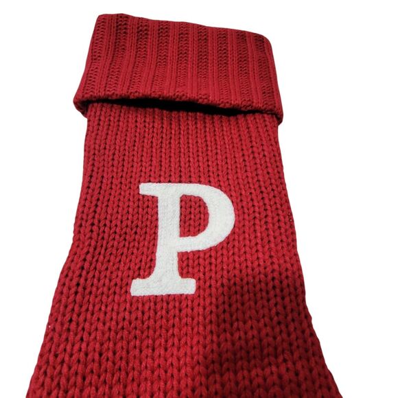 Christmas Red Stocking With White Letter P - Picture 3 of 4